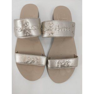 Jack Rogers Tinsley Gold Leather Slide Flat Sandal